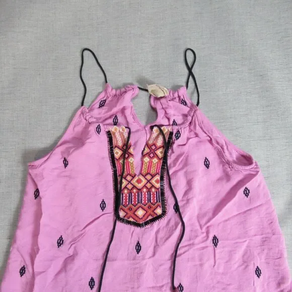 Vanessa Virginia Anthropologie Top Womens Small Pink Beaded Boho Southwestern - Picture 4 of 11